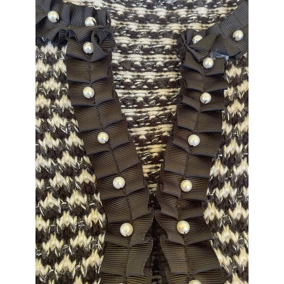 JM Collection Black Silver Thread Sweater Cardigan Jacket Size PM Cotton Blend - Picture 10 of 13